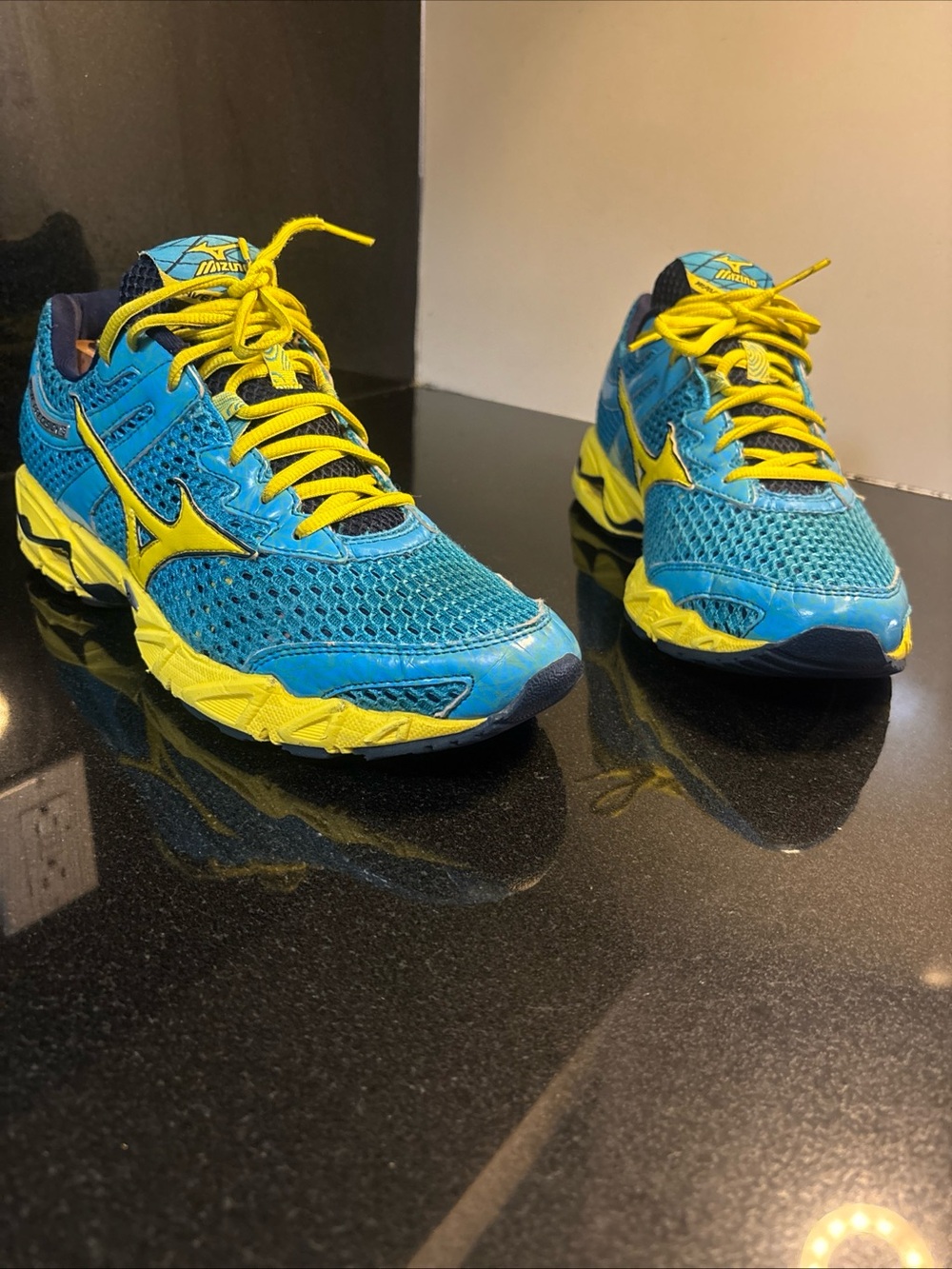 Mizuno Men’s Athletic Shoes in Bright Blue with Yellow Accents